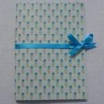 A5 Handstitched Notebook with Tilda Cover and Turquoise Pages and Ribbon